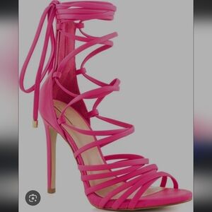 Aldo Hot Bright Pink Strappy Lace Up Gladiator Stiletto Heels Size 5
